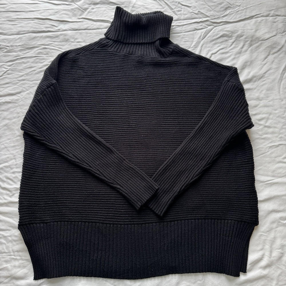 Black XL Ribbed Turtleneck Sweater‎ Preppy Classic Capsule Quiet Luxury Soft